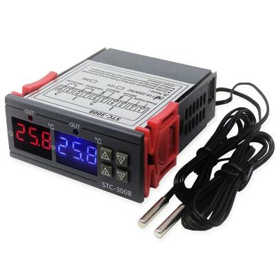 China ISMART STC-3008 AC 110V 220V Dual Digital Temperature Controller Two Relay Output Thermostat Thermometer Regulator with Sensor STC-3008 Thermostat Digital Controller for sale