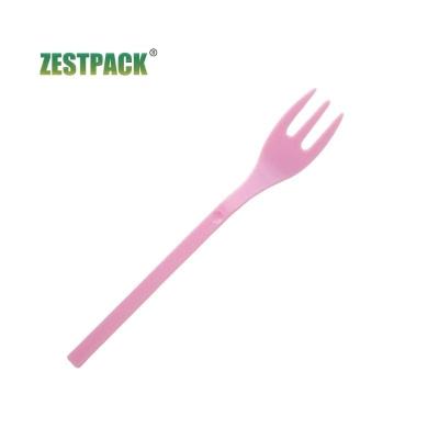 China Mini Eco-friendly Disposable Dessert Fork Person Packing Multi Colors Plastic Cake Fork Portable Fruit Fork for sale