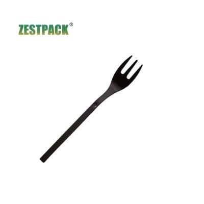 China Eco-friendly Disposable Plastic Fruit Fork Birthday Cake Fork Three Tooth Plus Long Handle Individually Wrapped Fork for sale