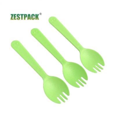 China Eco-friendly Thickened Plastic Cake Fork Administer Ice Cream Spoon Mini Portable Disposable Table Fruit Spoon Fork for sale