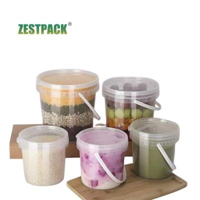 China Universal Portable Round Shape Barrel 300ml-5000ml Food Grade PP Plastic Clear Plastic Bucket With Lid for sale