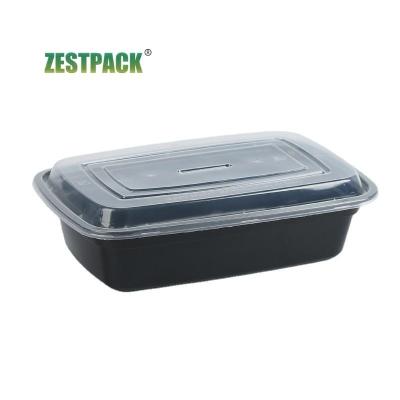 China Black Rectangular Microwavable Plastic Microwavable Prep Containers Disposable Meal Bowls Plastic Take Out Food Containers for sale