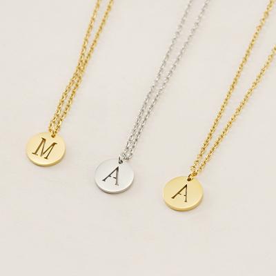 China Wholesale FASHIONABLE Initial Pendant Necklace 18k Gold Plated Stainless Steel Hollow A-Z Letter Charm Necklace for sale