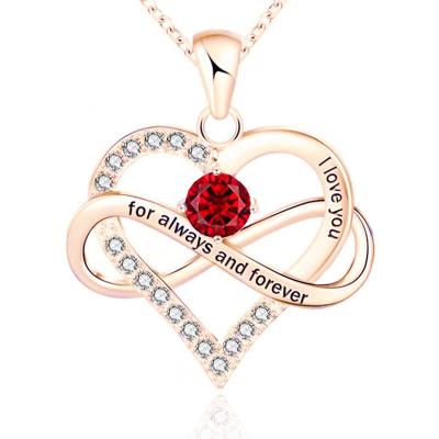 China Crystal Necklaces For Wife Girlfriend Dangling Stone Mother's Day Love Heart Necklace Forever Diamond Jewelry Valentine TRENDY for sale