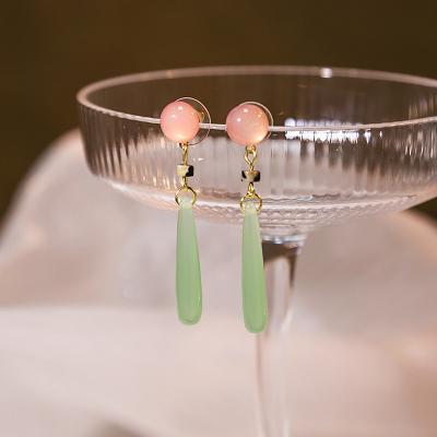 China Wholesale FASHIONABLE Jade Stone Chinese Earrings Natural Jade Earrings 925S Silver Needle Water Drop for sale