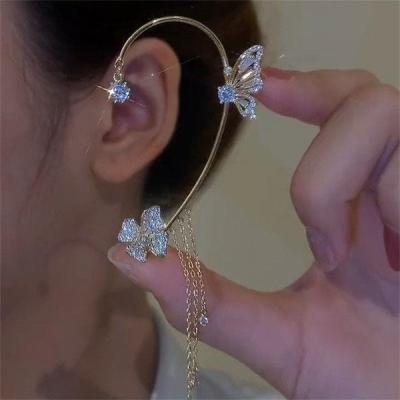 China Fashion TRENDY non piercing Crystal Butterfly Clip on earrings women clip on earrings non pierced ear jewelry for sale