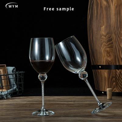 China Factory wholesale customizable red wine cocktail drinkware diamond style diamond goblet wine glass champagne crystal glass European glass for sale