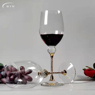 China Latest design custom wholesale goblet modern design glass factory red wine diamond diamond wine glass champagne crystal glass for sale