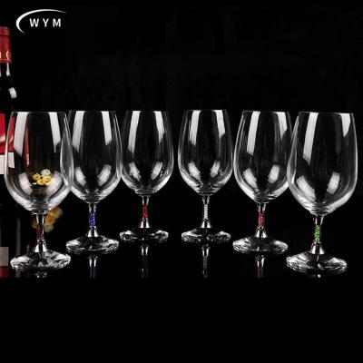 China New wholesale customizable classic/postmodern champagne factory diamond crystal wine glass goblet for sale