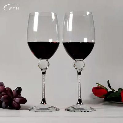 China Custom crystal wine glass diamond diamond wine glass factory latest design modern glass wedding high promotion red wine glass for sale