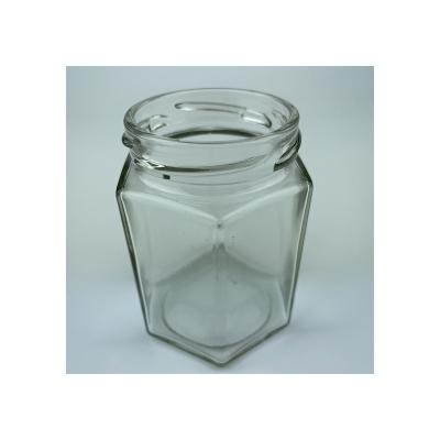 China High Quality New Clear Portable Canned Food Hexagon 190ml Glass Jars For Canned Food for sale