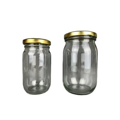 China New high quality canned food spice 2021 450ml round clear round portable glass jar for canned food for sale