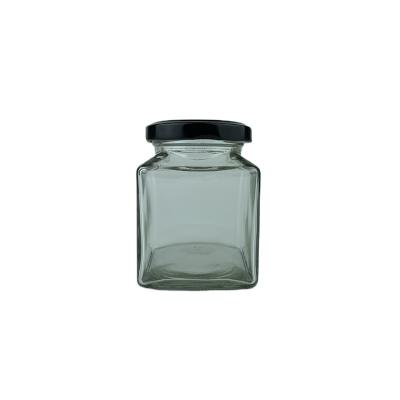 China Canned Food Best Clear 200ml Square Portable Glass Mason Jars High Quality For Canned Food for sale