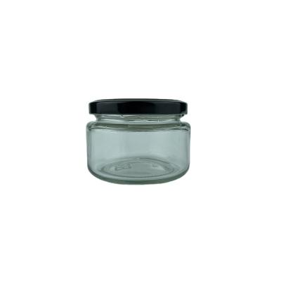 China Hot sale 170ml clear round portable canned food glass jar with metal lid high quality for canned food for sale