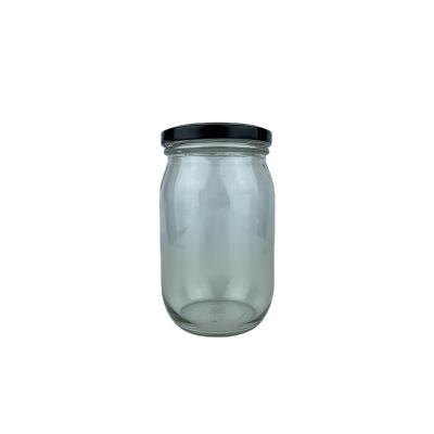 China 450ml cheap clear round portable glass canned food jar for candle with lids high quality for canned food for sale