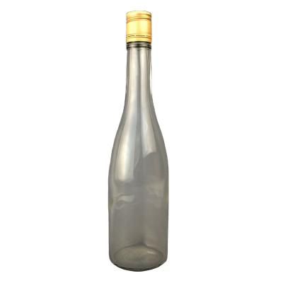 China Cheap clear round portable glass flask 520ml high quality wine/honey/beverage liquor bottle for wine for sale