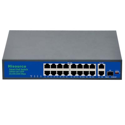 China HIGH QUALITY 16 GIGABIT POE SWITCH OEM ODM 250M LEFT BOTTOM BUILD INTERCOM for sale