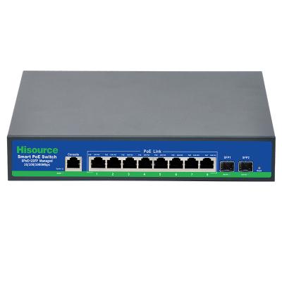 China POE Managed 8 Ports 1000Mbps PoE Switch 52V With 2 SFP Ports for sale