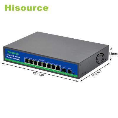 China IoE POE Networking 10/100M Port 8 + 2 SFP Network POE Switch for IOT Data IP Camera CCTV Camera System for sale