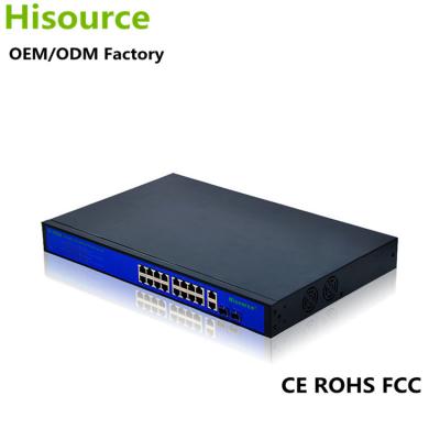 China Hot Selling Hisource 16 Port Gigabit Network Ethernet Switch 10/100/1000Mpbs POE Smart POE Switch for sale