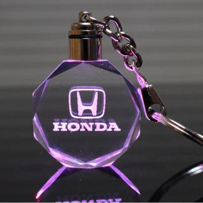 China Luxury Wholesale New Arrival Promotional Gift Led Light 3d Crystal Keychains Personalized Auto Logo k9 Crystal Custom Car Keychain for sale