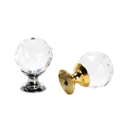 China 30mm Luxury Transparent Crystal Ball Cabinet Hardware Pulls for sale