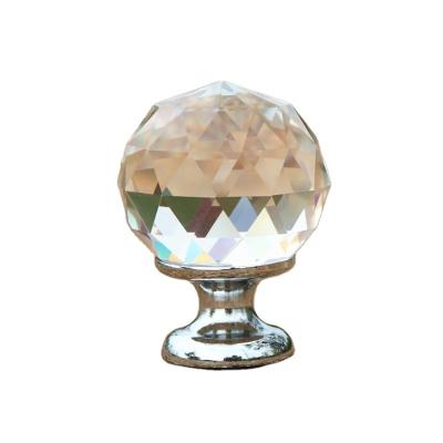 China Crystal Drawer Cabinet Knob Luxury Diamond Crystal Glass Knob Handle 30mm Suitable for Dresser Kitchen Wardrobe Cabinet for sale