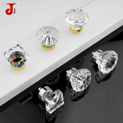 China Various Shape Modern Crystal Drawer Cabinet Knob Diamond Crystal Glass Door Knob For Dresser Kitchen Wardrobe Cabinet for sale