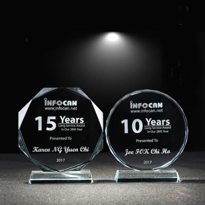 China China Wholesale Cheap Blank Round Shaped Glass Trophy Awards Crystal Plaque For Anniversary Souvenirs Gifts for sale