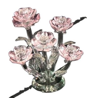 China China Art Crystal Glass Decorative Flower Carved and Collectible Engraving China Antique Imitation for sale