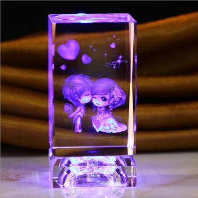 China China Hot Selling Elegant 3d Laser Engraving Crystal Souvenirs Wedding Gifts For Guests for sale