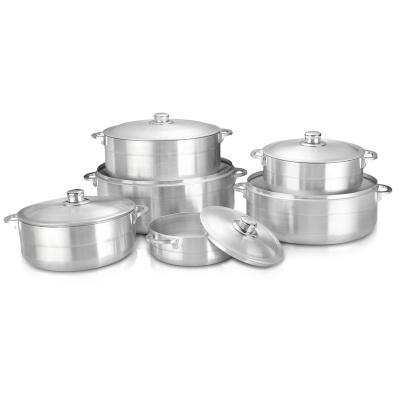 China Sustainable Wholesale Cheap Aluminum Sanding Pot Cookware Set With Lid Cooking Pot for sale