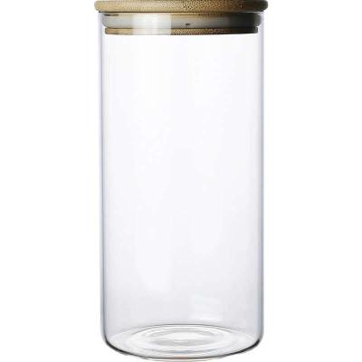 China Household Products Manufacturer Directly Stocked Sealed Clear Round Borosilicate Glass Jar With Bamboo Lid High Quality for sale