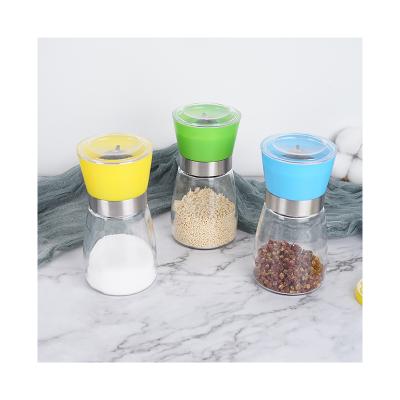 China Sustainable Green Blue Yellow Glass Practical Economy Pepper Supply Factory Grinding Bottle For Kitchen Utensil for sale