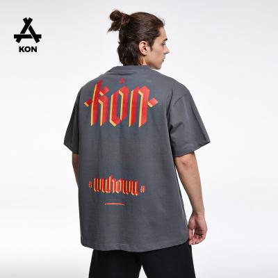 China High quality heavyweight short men's custom t-shirt Anti-wrinkle KON 300GSM 100% sleeve printing oversize T-shirts for sale