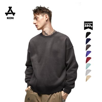 China Wholesale High Quality Thick Anti-Shrink KON Men's Sweatshirt 380g Plain Custom Oversized Men's Round Neck Sweater And Hoodies for sale