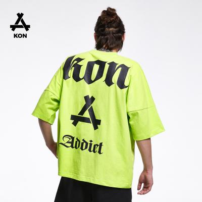 China Anti-wrinkle KON 200GSM short sleeve t-shirt off the shoulder high quality logo printing super off shoulder 100% cotton boy T-shirts for sale