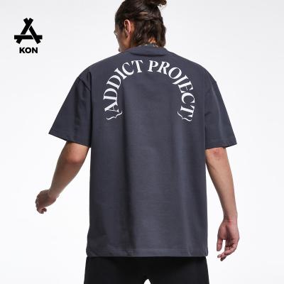 China High Quality Cotton Heavy Short Men's Custom T-shirt Anti-wrinkle KON 300GSM Oversized Sleeve 100% T-shirts for sale