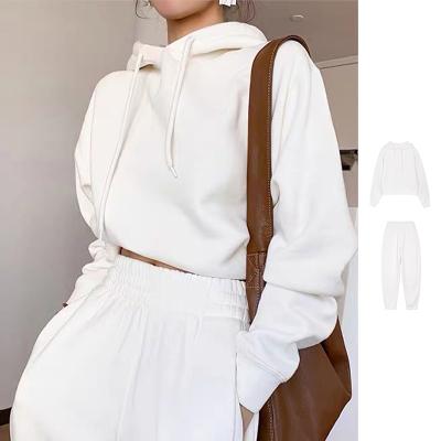 China QUICK DRY White Hoodie and KON Sweatshirt Sweatpant 380gsm sets high quality 2 pieces set women clothing for sale