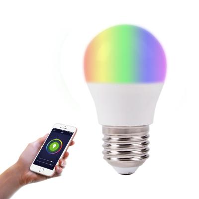 China Residential Smart Charge RGB G45 Led Smart Bulb, Alexa Google Home Tuya Wireless Control 5W Led Bulb With Wifi for sale