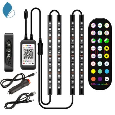 China Car Light RGB LED Car Interior Light SMD 5050 16 Million Color Changeable Bluetooth Glow Light App Control For Car Decoration for sale