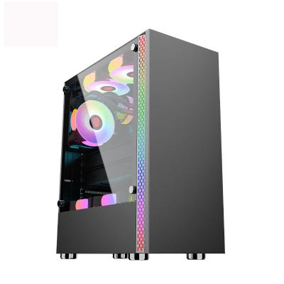 China With Side Panel Window Body Gaming Case DIY Cartoon Tempered Glass ATX Wide PC Case With RGB lightstrip for sale