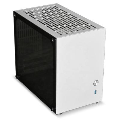 China With Mini Tower ITX Aluminum Case Desktop PC Case Side Panel Window Body Slim Computer Chassis Support 220mm VGA for sale