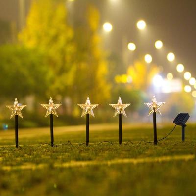 China Star Lights HOME 5 LED Solar Light Outdoor Garden Christmas Holiday Garden Romantic Idyllic Star Decoration (Warm White Star) for sale