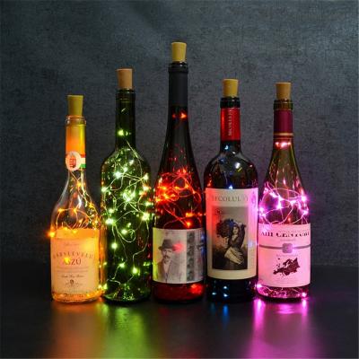 China Festival Decoration Hot Sale Colored Wine Fairy Lights Led Copper Glass Wine Bottles With Cork For Light Decoration Gift for sale