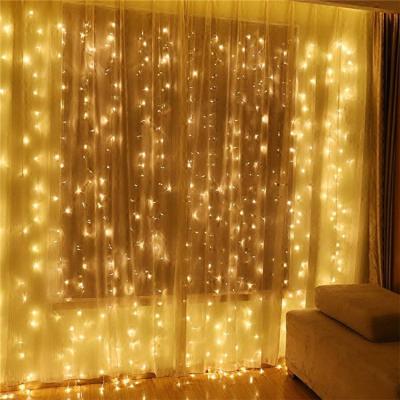 China Solar Christmas Light LED Window Curtain String Light for Wedding Party Garden Outdoor Indoor Outdoor Wall Decorations Curtain for sale