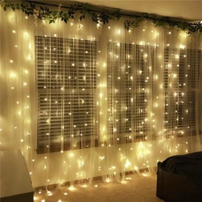 China 2020 Outdoor Xmas Solar Christmas Light Color Changing Home Festive Decoration Lights Multi Color Led Window Curtain String Light for sale