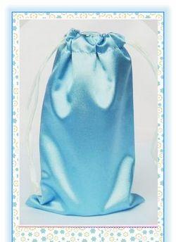 China Girls Blue Satin Drawstring Pouch ，Pull String Bags With Ribbon for sale