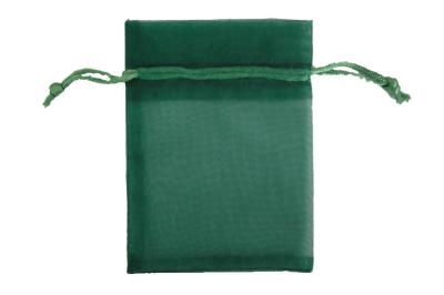 China Green Recyclable Organza Drawstring Pouch For Gift Packing 9 X 12cm for sale