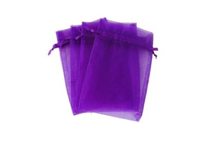 China Jewelry Purple Organza Drawstring Bag Recyclable With Customized Logo for sale